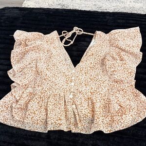 Newbury Kustom Brown and White Floral Blouse